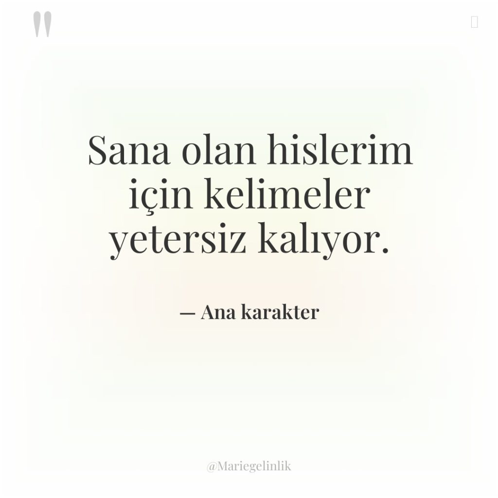 Sana olan hislerim için kelimeler yetersiz kalıyor.