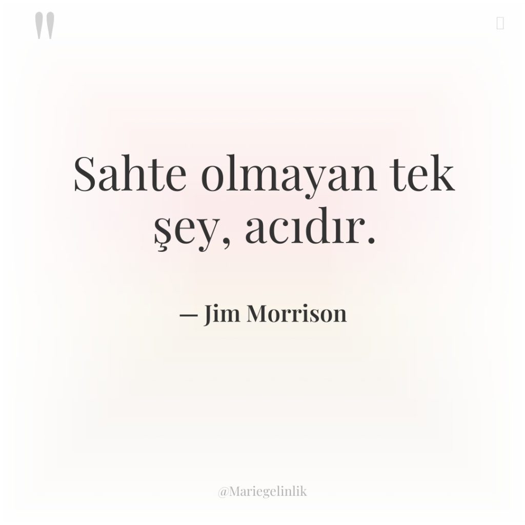 Sahte olmayan tek şey, acıdır.