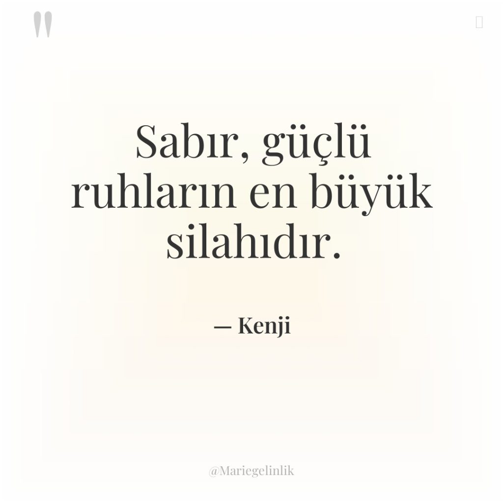 Sabır, güçlü ruhların en büyük silahıdır.