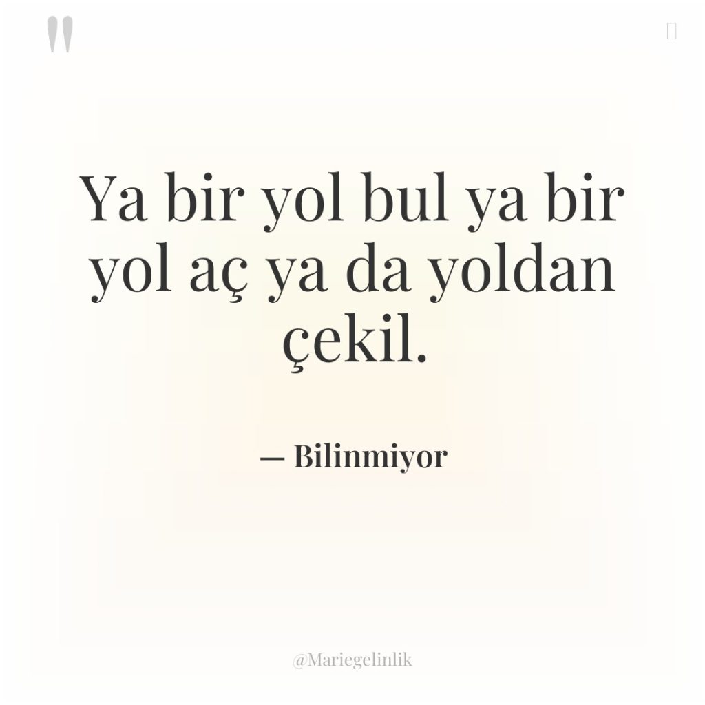 Ya bir yol bul ya bir yol aç ya da…