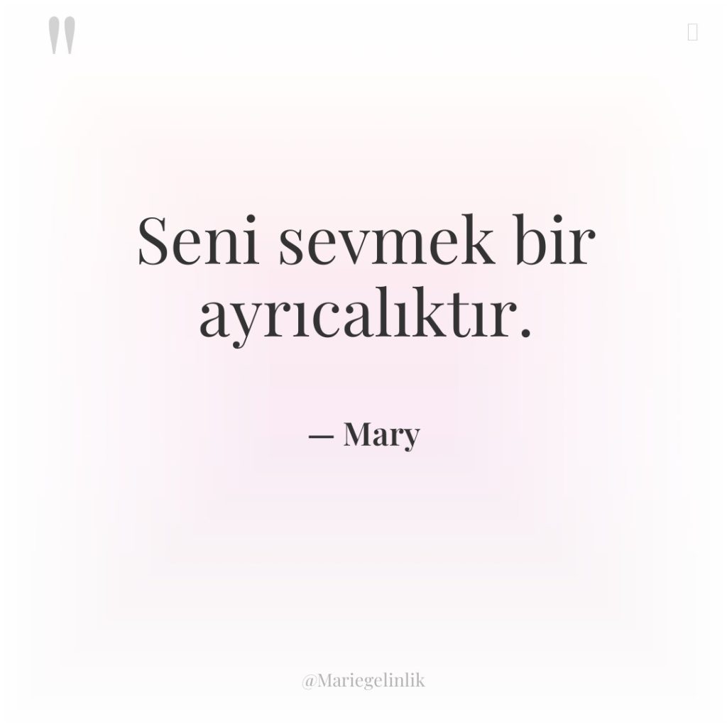 Seni sevmek bir ayrıcalıktır.