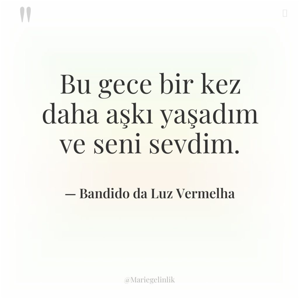 Bu gece bir kez daha aşkı yaşadım ve seni sevdim.