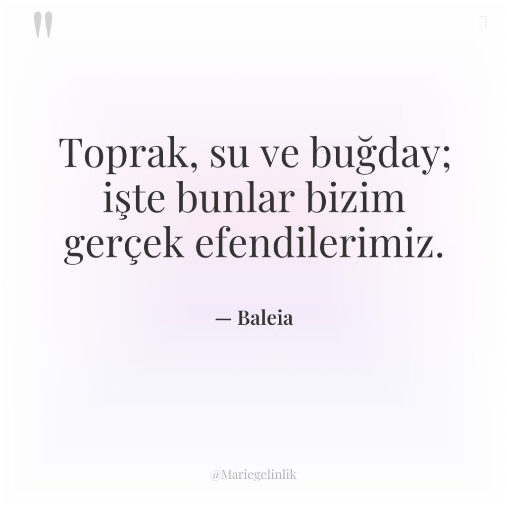 Toprak, su ve buğday; işte bunlar bizim gerçek efendilerimiz.