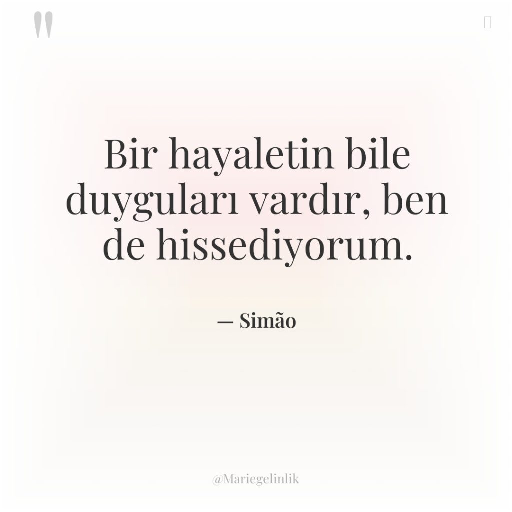 Bir hayaletin bile duyguları vardır, ben de hissediyorum.