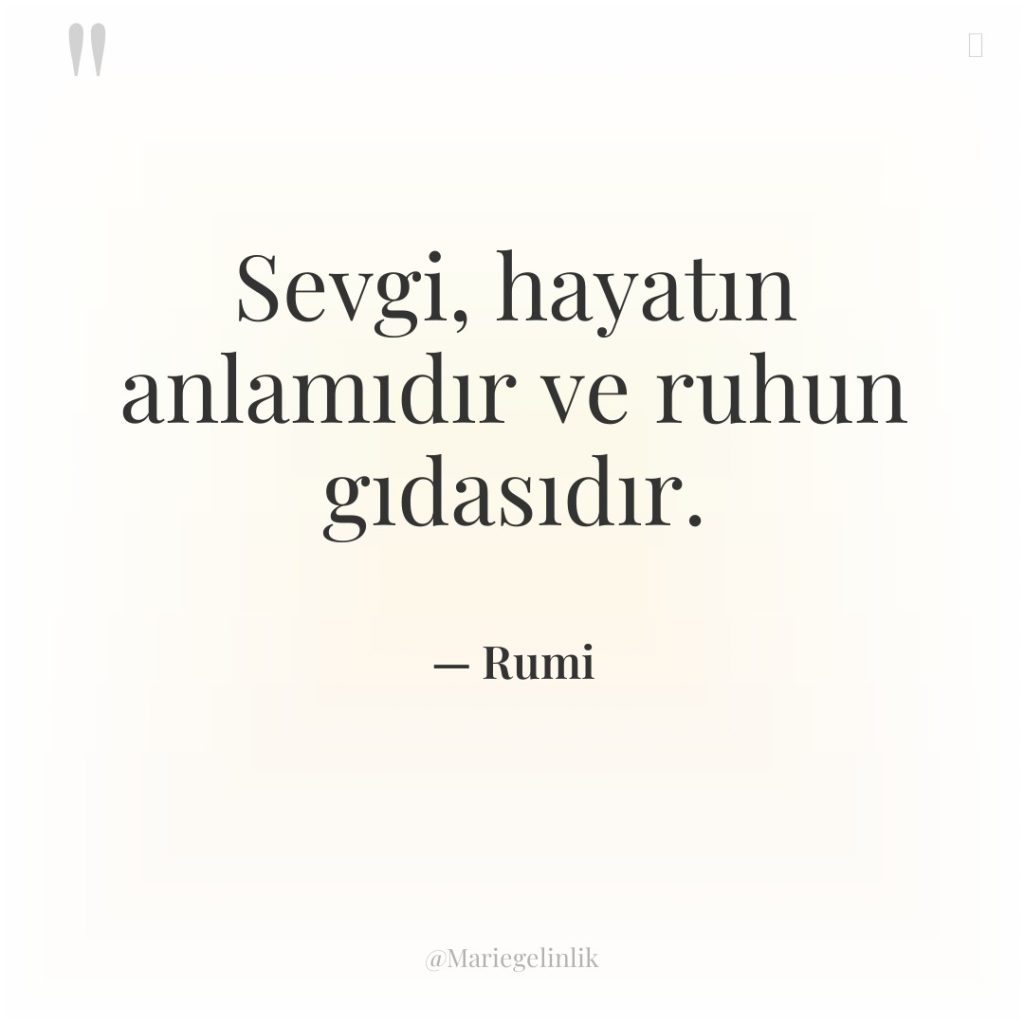 Sevgi, hayatın anlamıdır ve ruhun gıdasıdır.