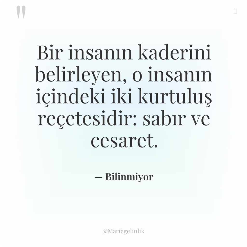 Bir insanın kaderini belirleyen, o insanın içindeki iki kurtuluş reçetesidir:…