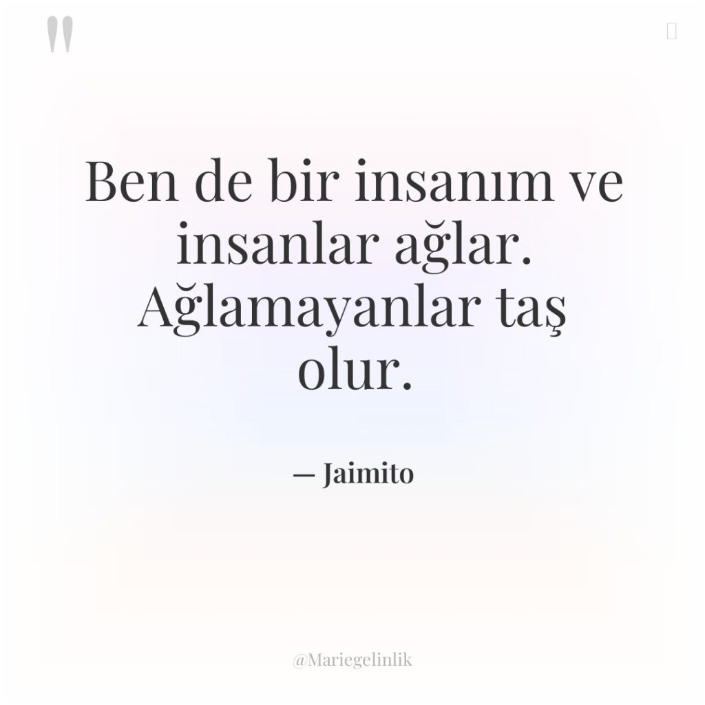 Ben de bir insanım ve insanlar ağlar. Ağlamayanlar taş olur.