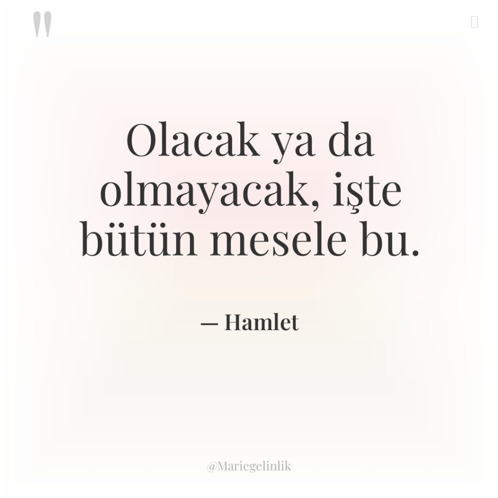 Olacak ya da olmayacak, işte bütün mesele bu.