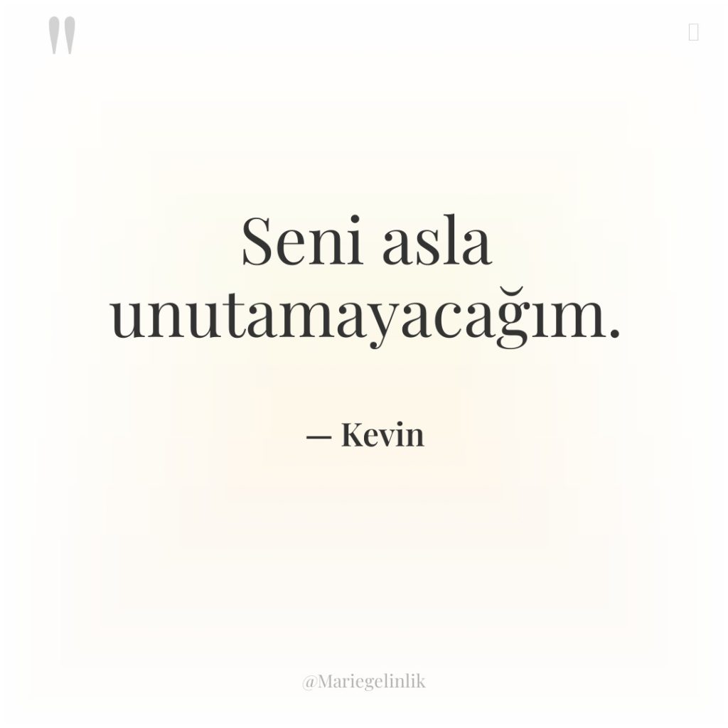 Seni asla unutamayacağım.