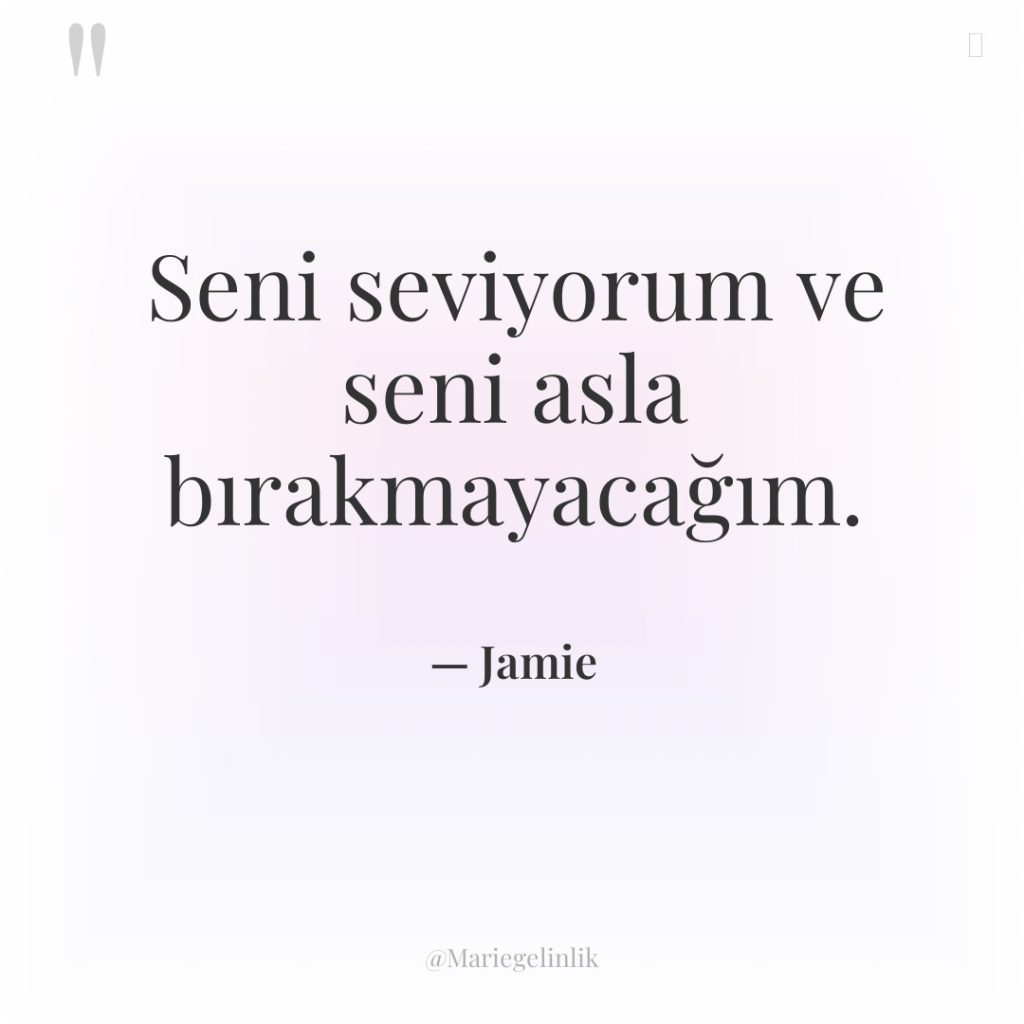 Seni seviyorum ve seni asla bırakmayacağım.