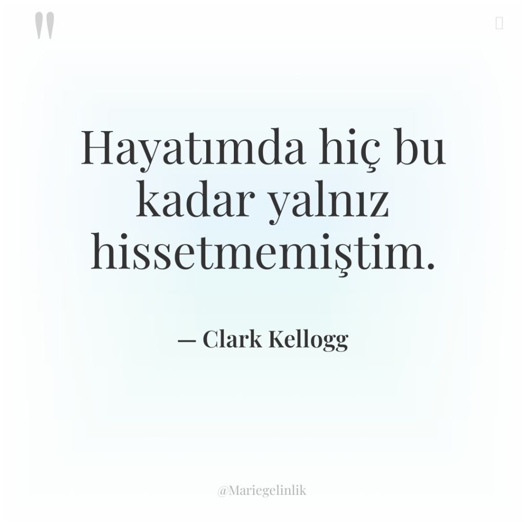 Hayatımda hiç bu kadar yalnız hissetmemiştim.