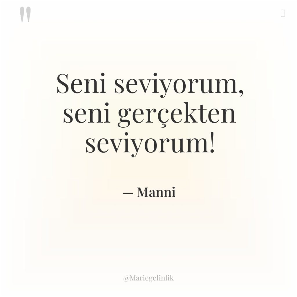 Seni seviyorum, seni gerçekten seviyorum!