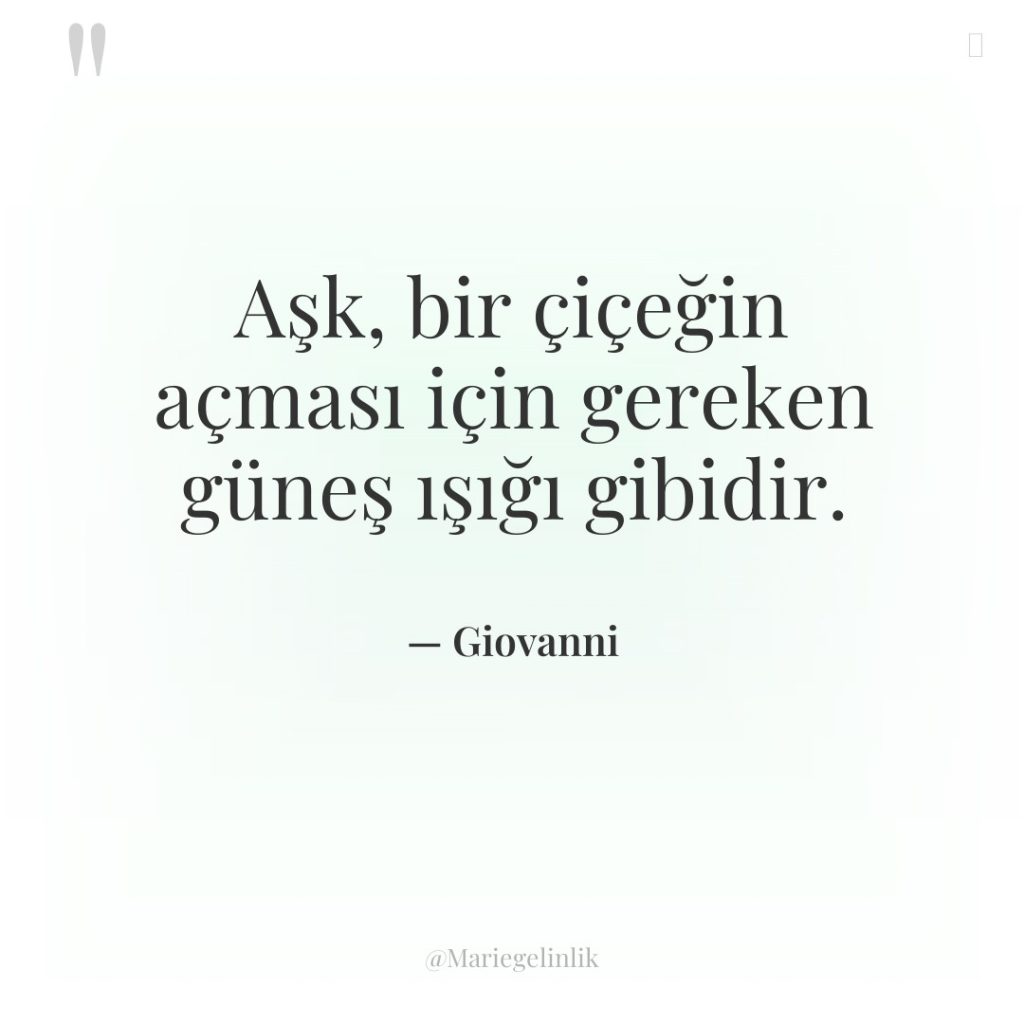 Aşk, bir çiçeğin açması için gereken güneş ışığı gibidir.