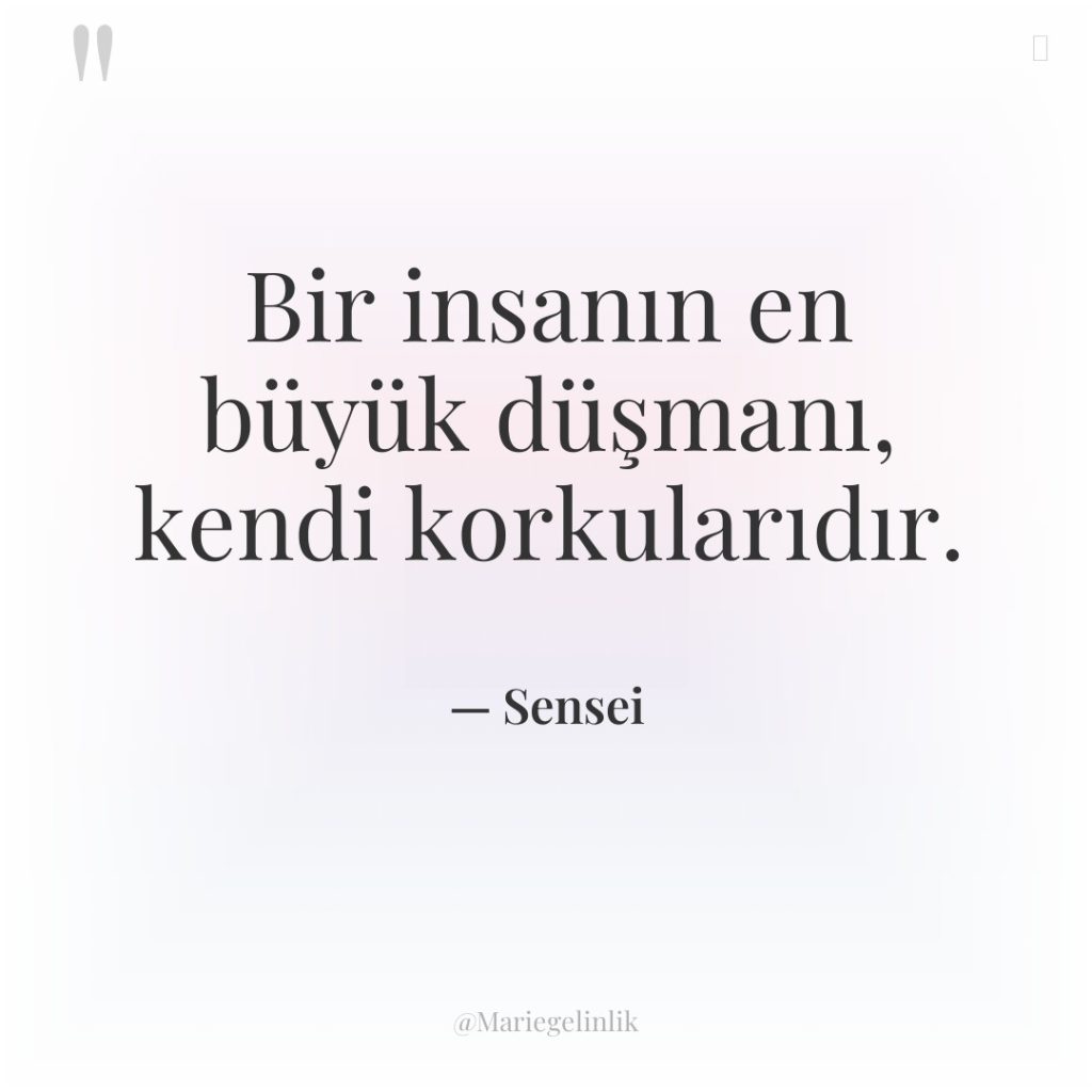 Bir insanın en büyük düşmanı, kendi korkularıdır.