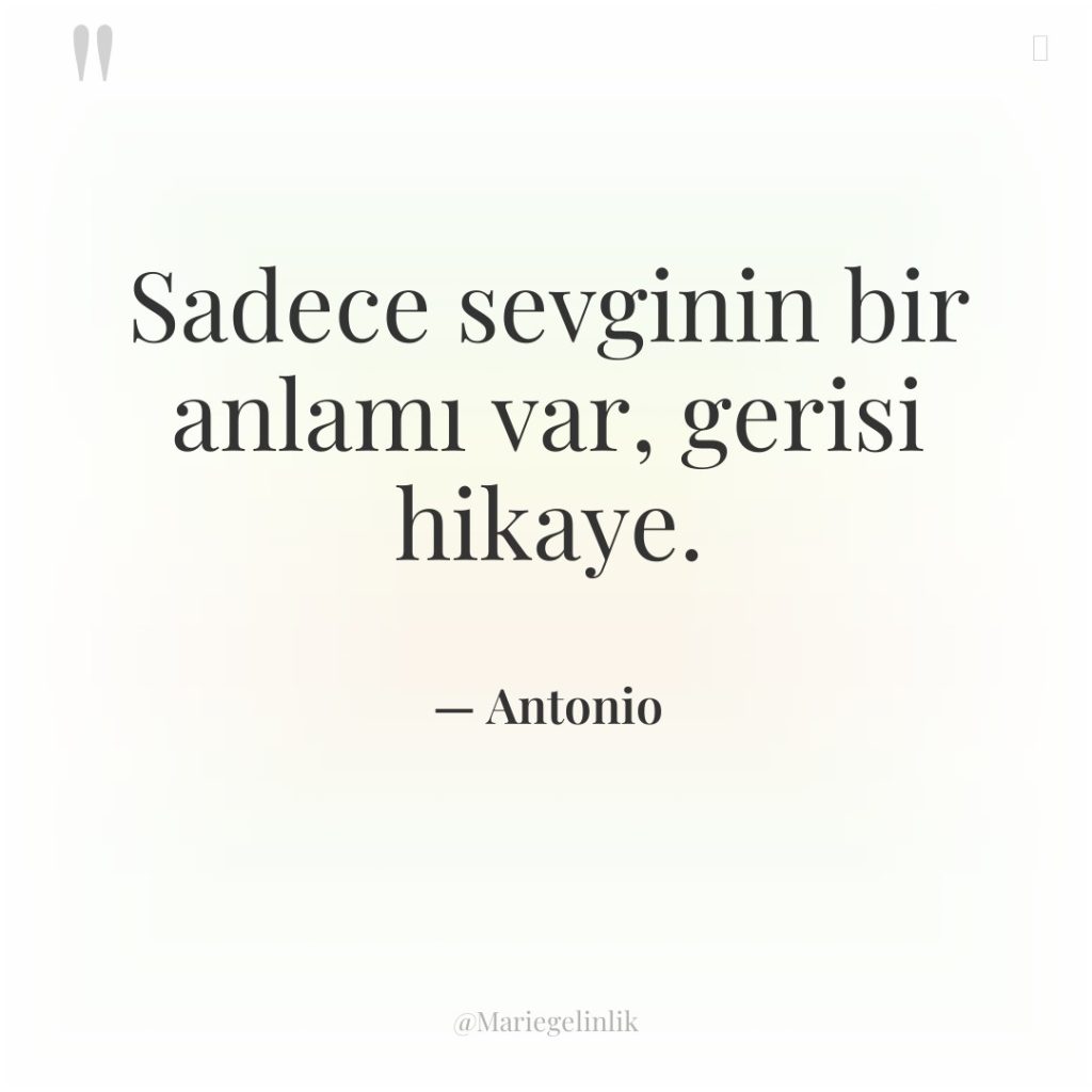 Sadece sevginin bir anlamı var, gerisi hikaye.