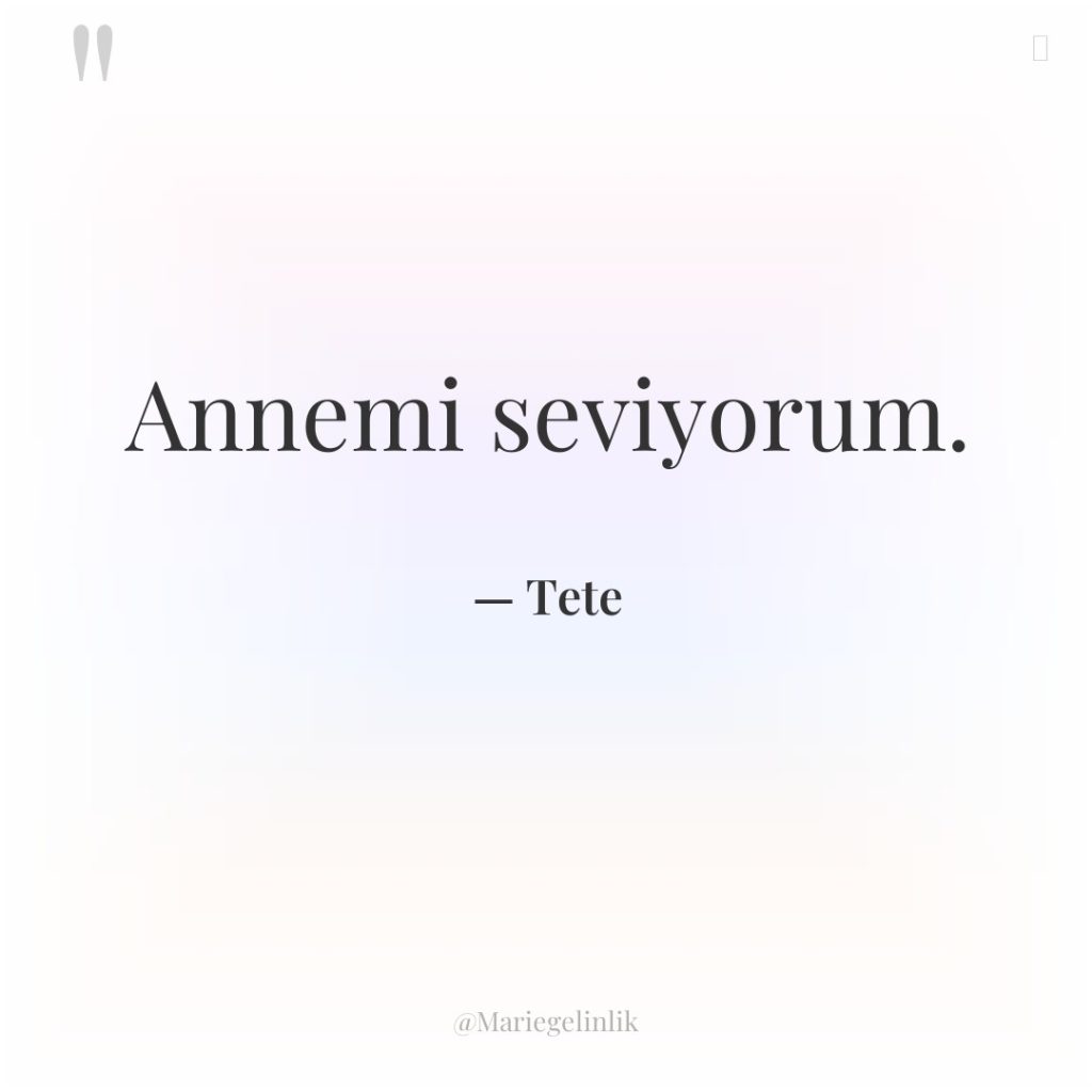 Annemi seviyorum.
