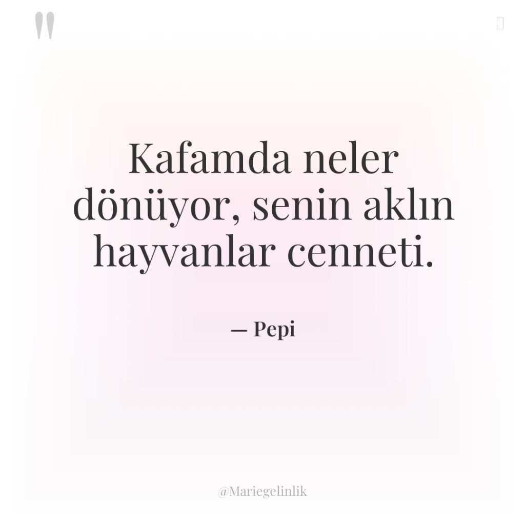 Kafamda neler dönüyor, senin aklın hayvanlar cenneti.