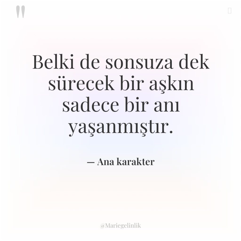 Belki de sonsuza dek sürecek bir aşkın sadece bir anı…