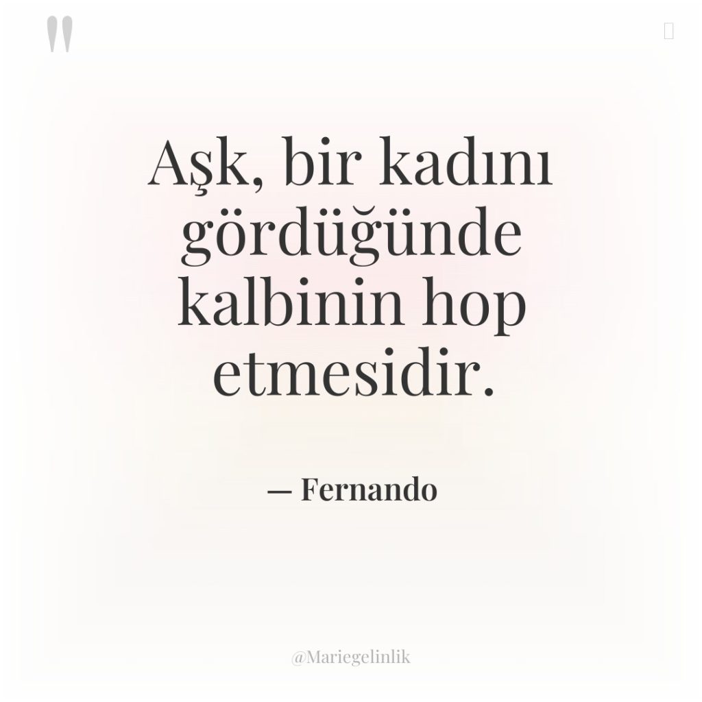 Aşk, bir kadını gördüğünde kalbinin hop etmesidir.