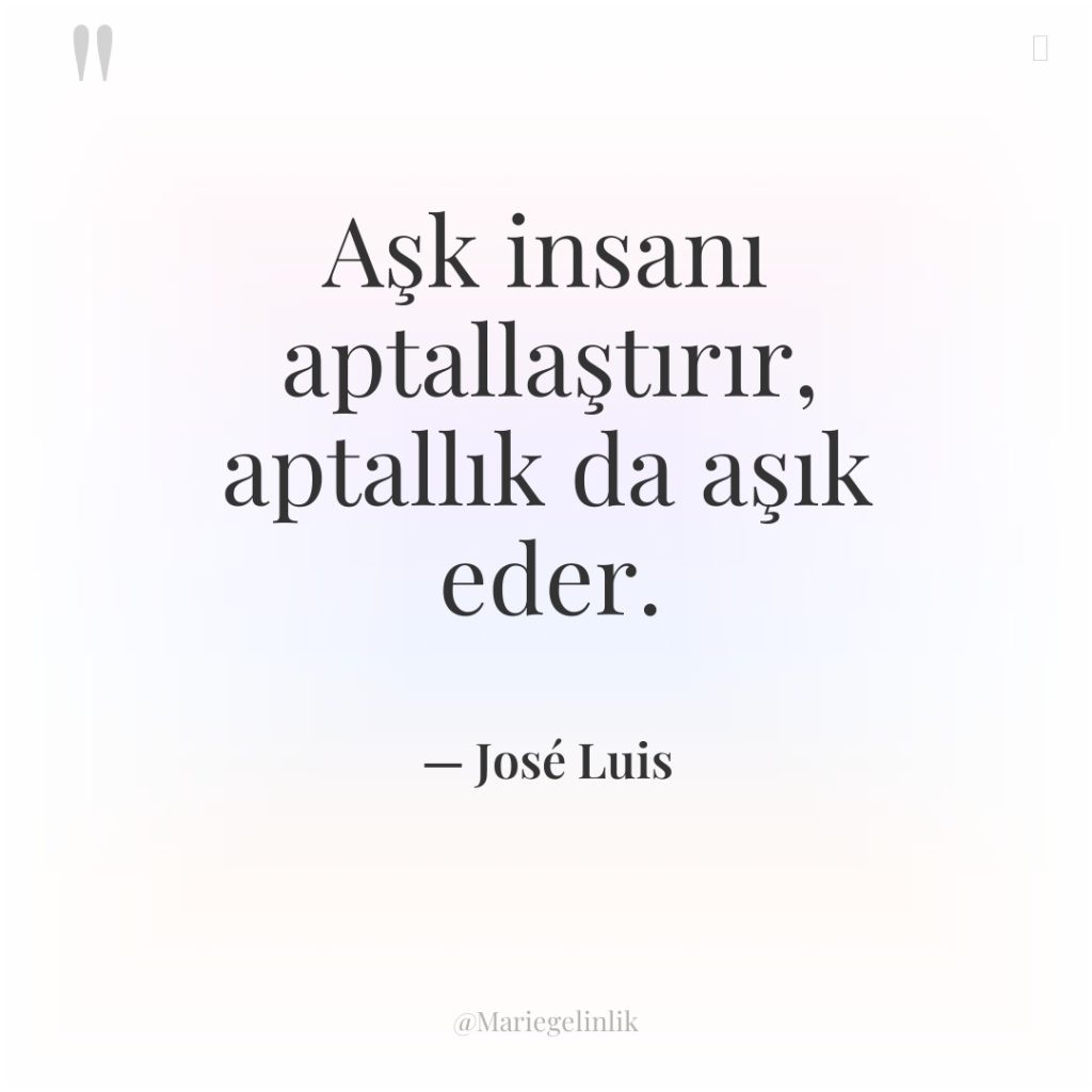 Aşk insanı aptallaştırır, aptallık da aşık eder.