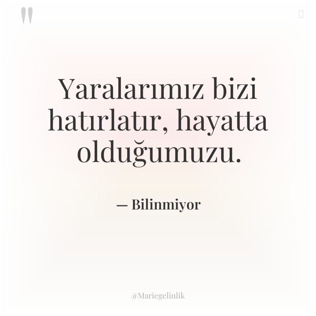 Yaralarımız bizi hatırlatır, hayatta olduğumuzu.