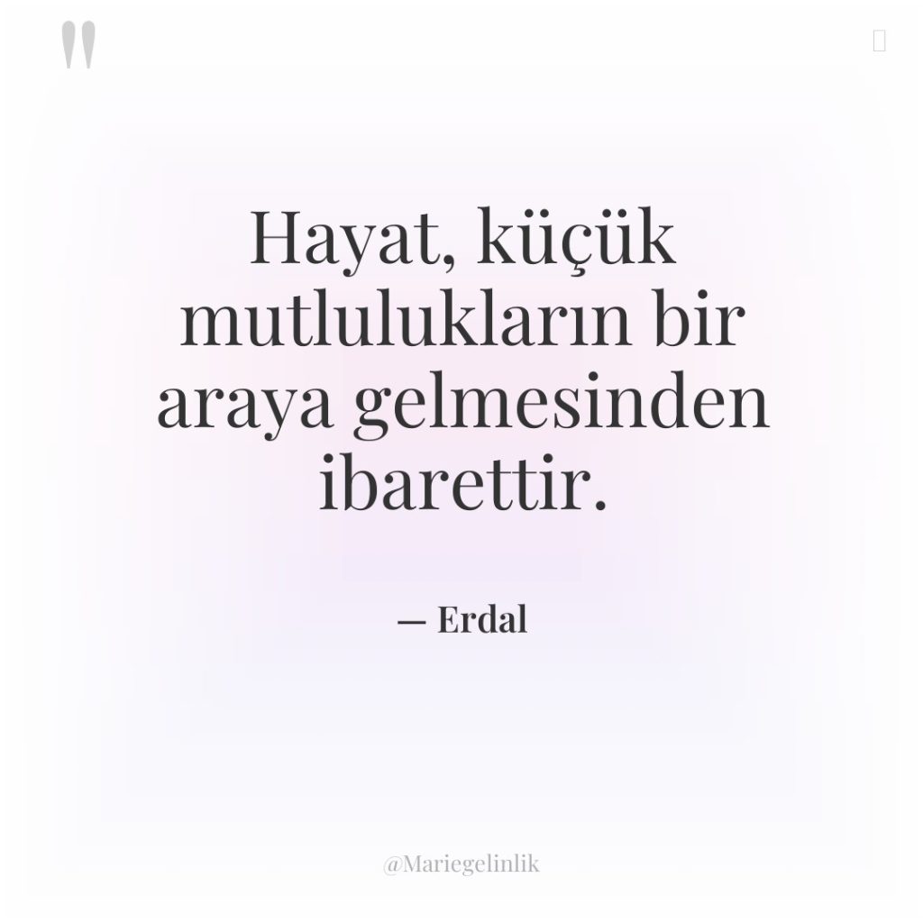 Hayat, küçük mutlulukların bir araya gelmesinden ibarettir.