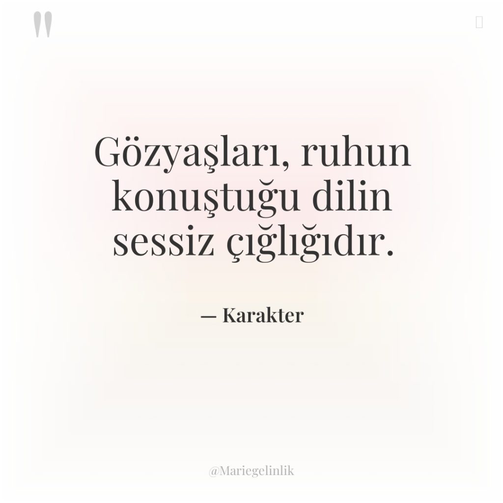 Gözyaşları, ruhun konuştuğu dilin sessiz çığlığıdır.