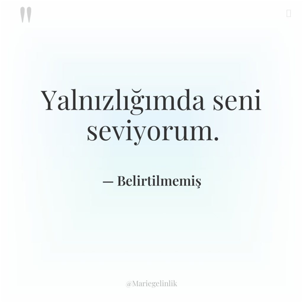 Yalnızlığımda seni seviyorum.