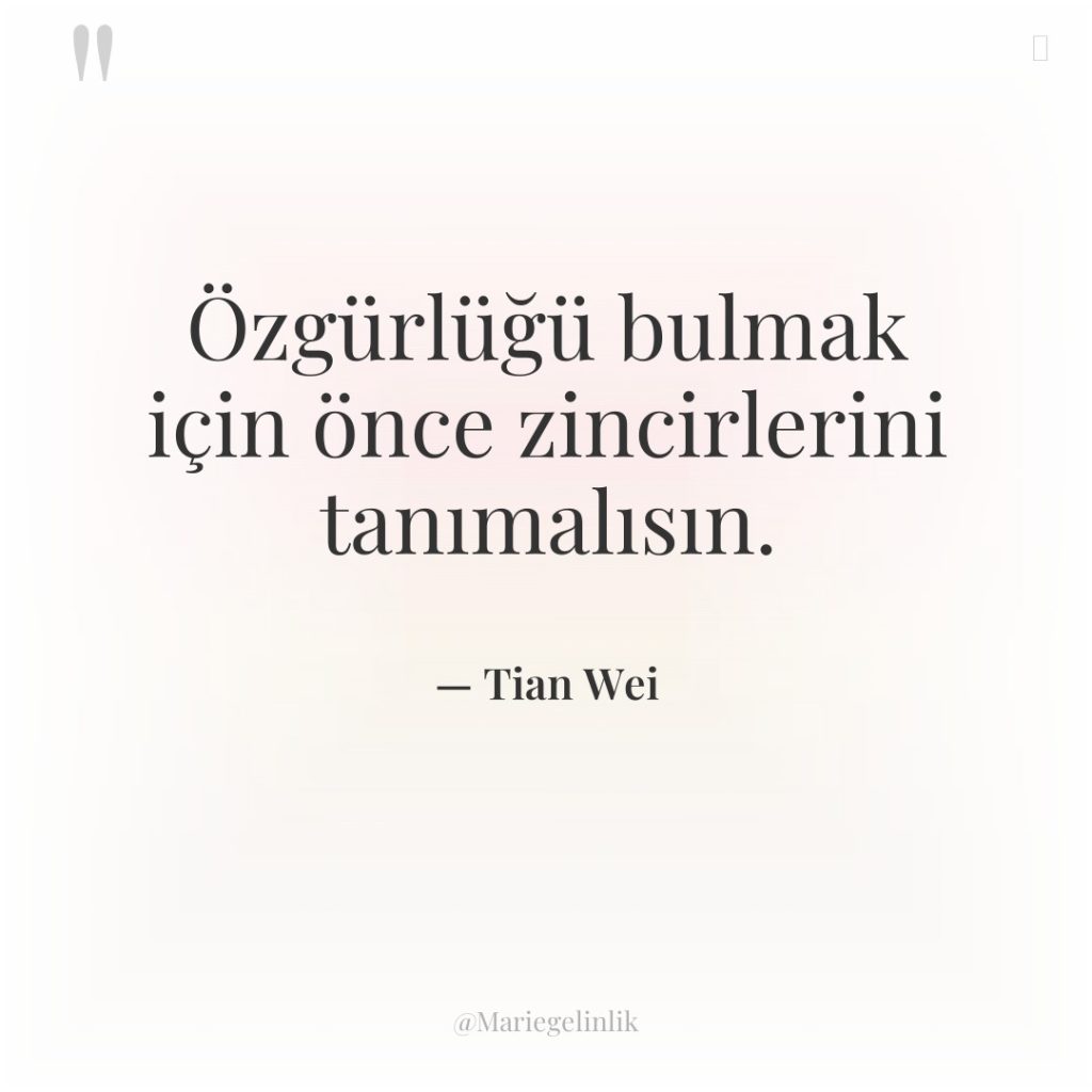 Özgürlüğü bulmak için önce zincirlerini tanımalısın.