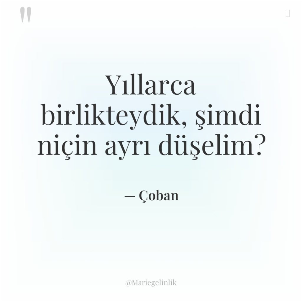 Yıllarca birlikteydik, şimdi niçin ayrı düşelim?