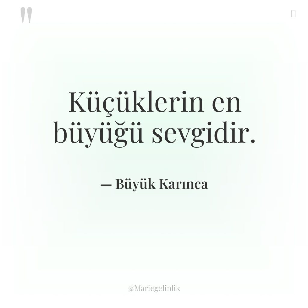 Küçüklerin en büyüğü sevgidir.