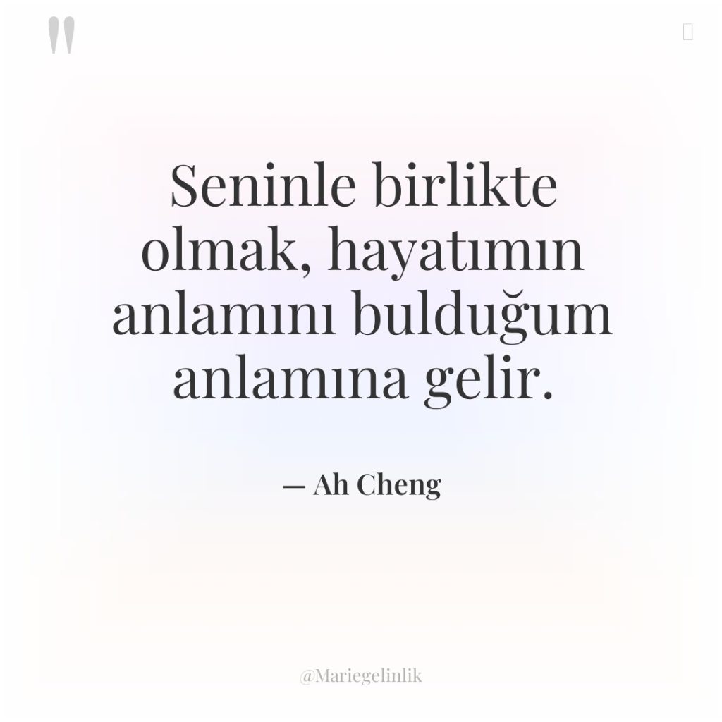 Seninle birlikte olmak, hayatımın anlamını bulduğum anlamına gelir.