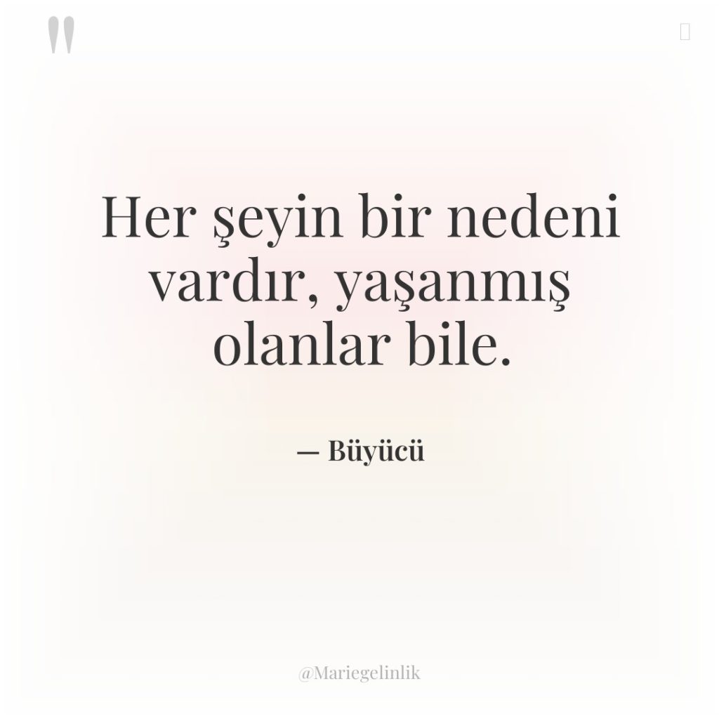 Her şeyin bir nedeni vardır, yaşanmış olanlar bile.