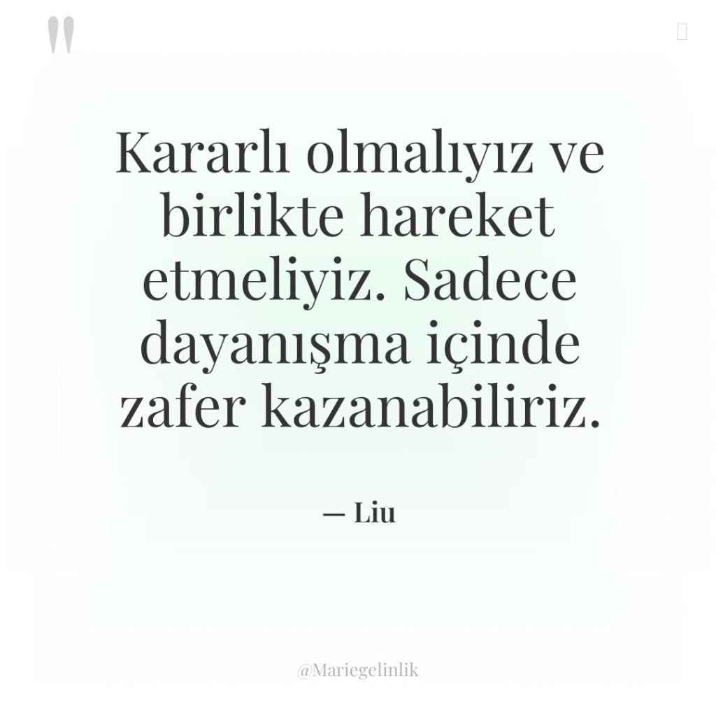 Kararlı olmalıyız ve birlikte hareket etmeliyiz. Sadece dayanışma içinde zafer…