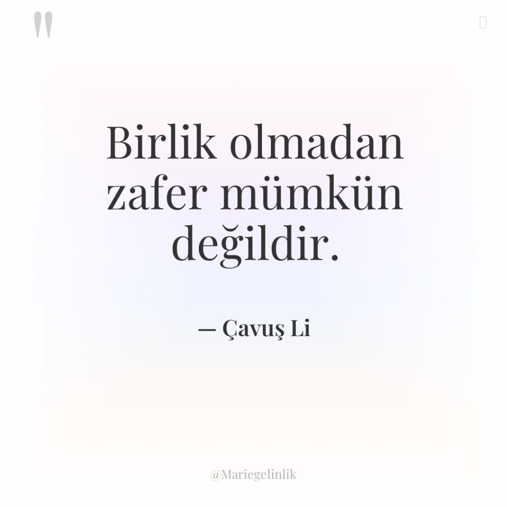 Birlik olmadan zafer mümkün değildir.