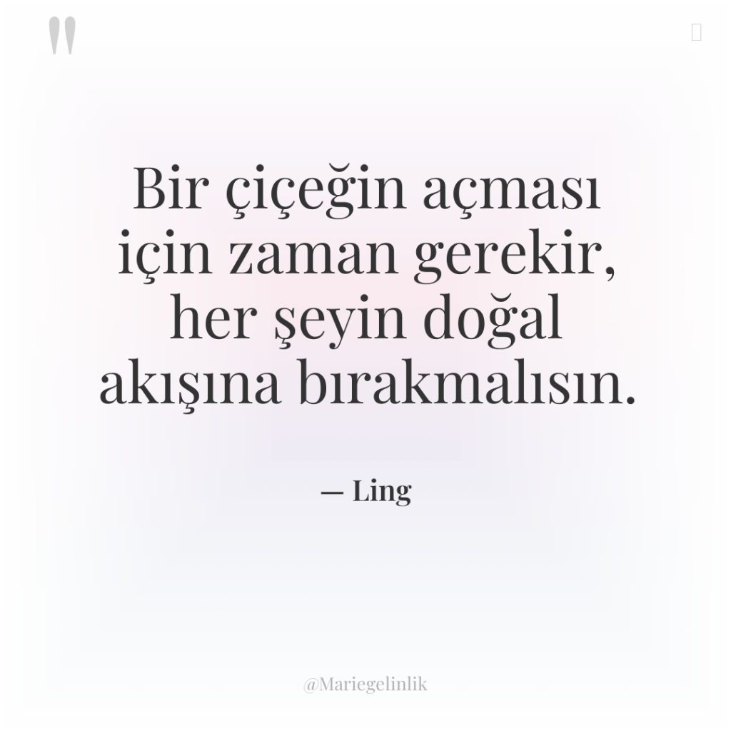 Bir çiçeğin açması için zaman gerekir, her şeyin doğal akışına…