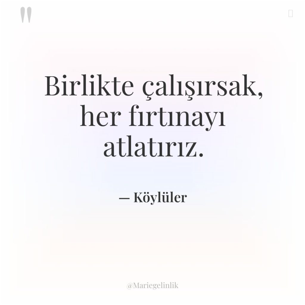 Birlikte çalışırsak, her fırtınayı atlatırız.