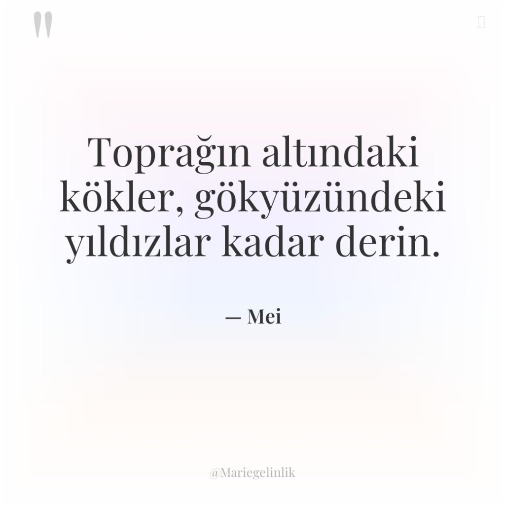 Toprağın altındaki kökler, gökyüzündeki yıldızlar kadar derin.