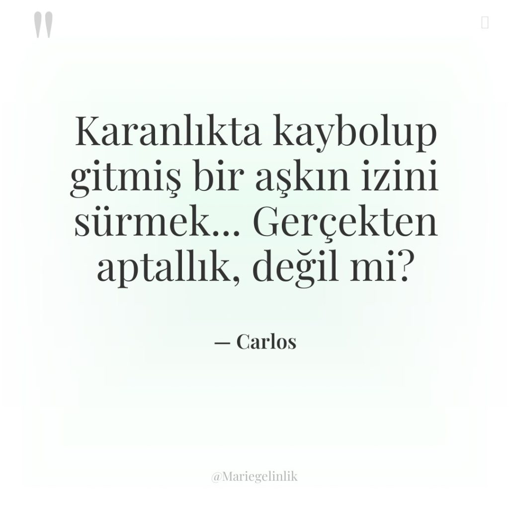 Karanlıkta kaybolup gitmiş bir aşkın izini sürmek… Gerçekten aptallık, değil…