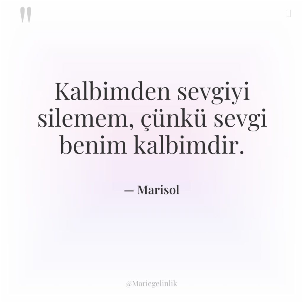 Kalbimden sevgiyi silemem, çünkü sevgi benim kalbimdir.