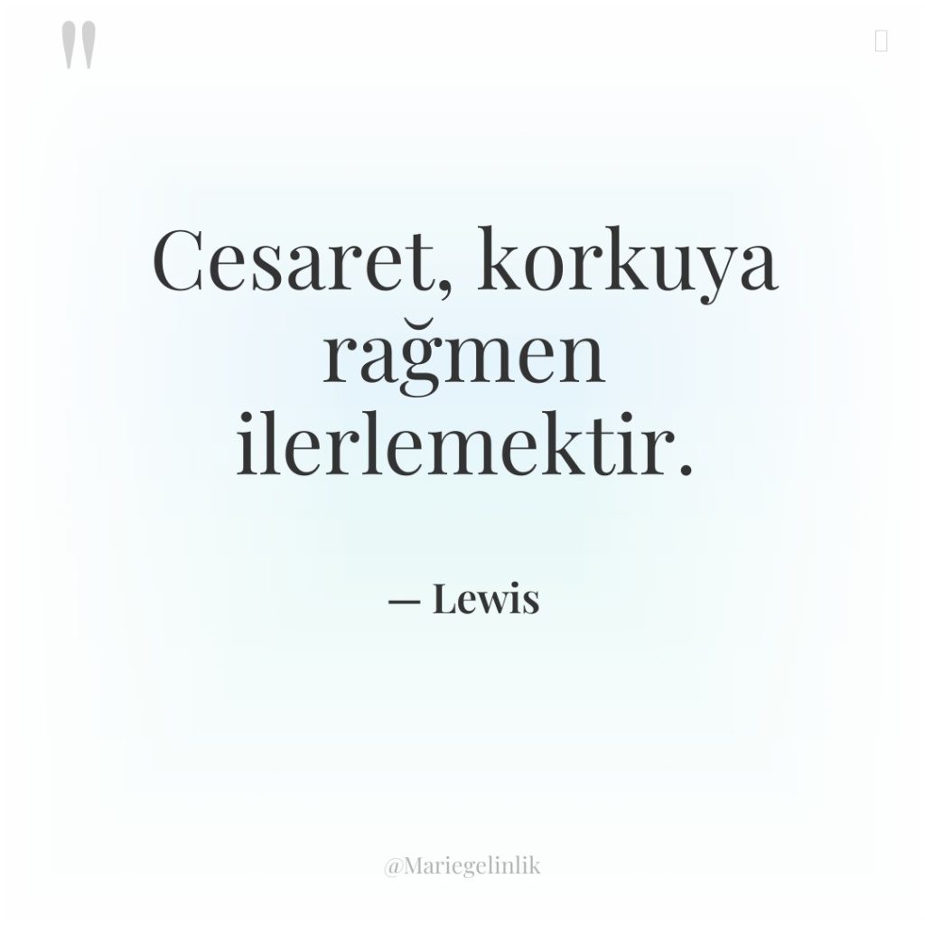 Cesaret, korkuya rağmen ilerlemektir.