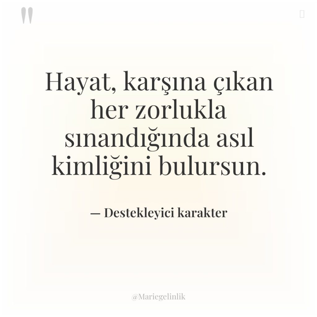 Hayat, karşına çıkan her zorlukla sınandığında asıl kimliğini bulursun.