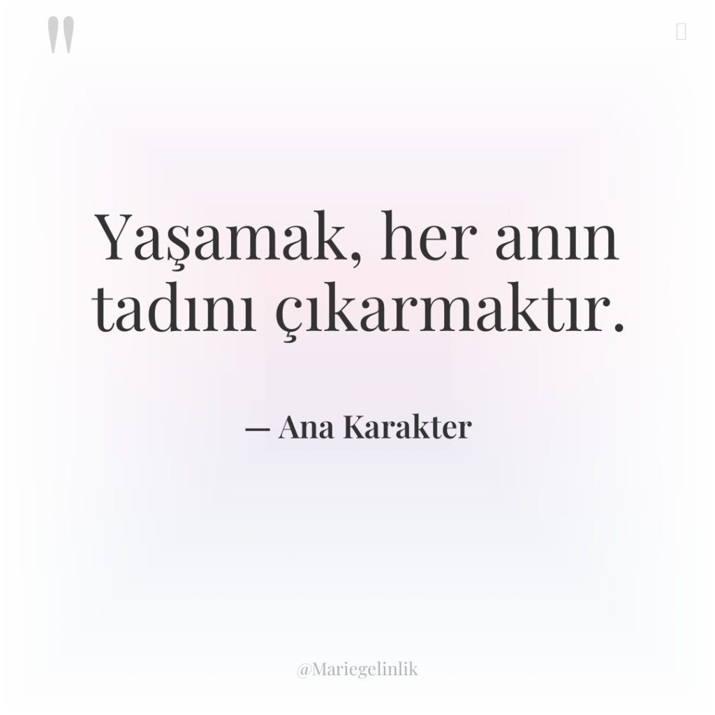 Yaşamak, her anın tadını çıkarmaktır.