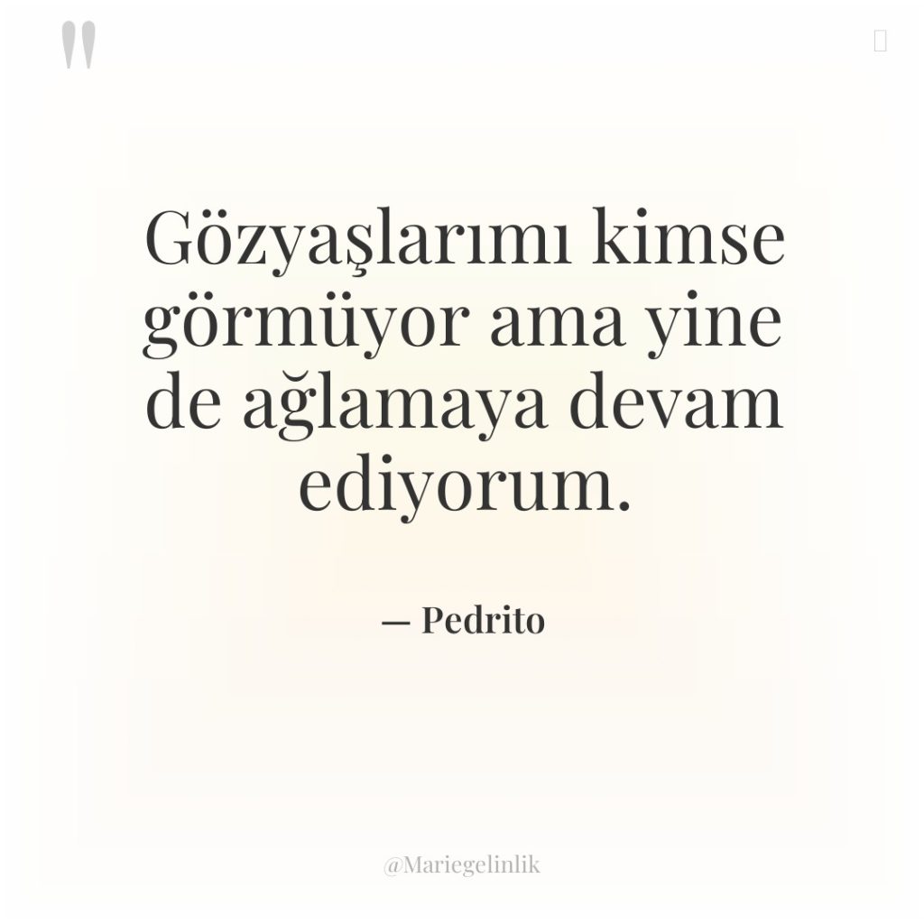 Gözyaşlarımı kimse görmüyor ama yine de ağlamaya devam ediyorum.