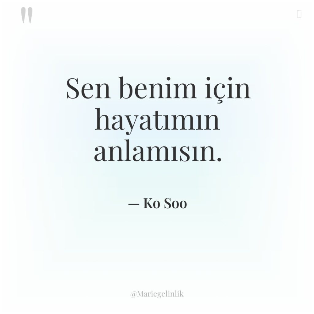 Sen benim için hayatımın anlamısın.