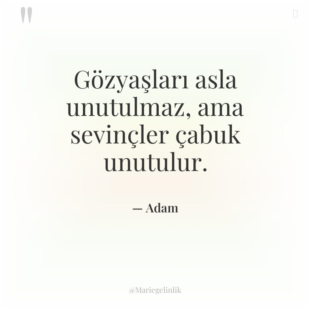 Gözyaşları asla unutulmaz, ama sevinçler çabuk unutulur.