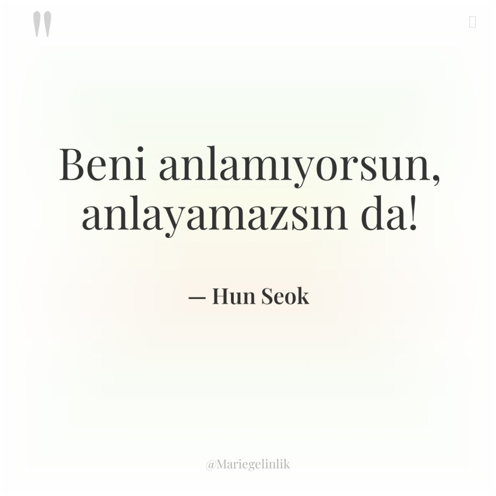 Beni anlamıyorsun, anlayamazsın da!