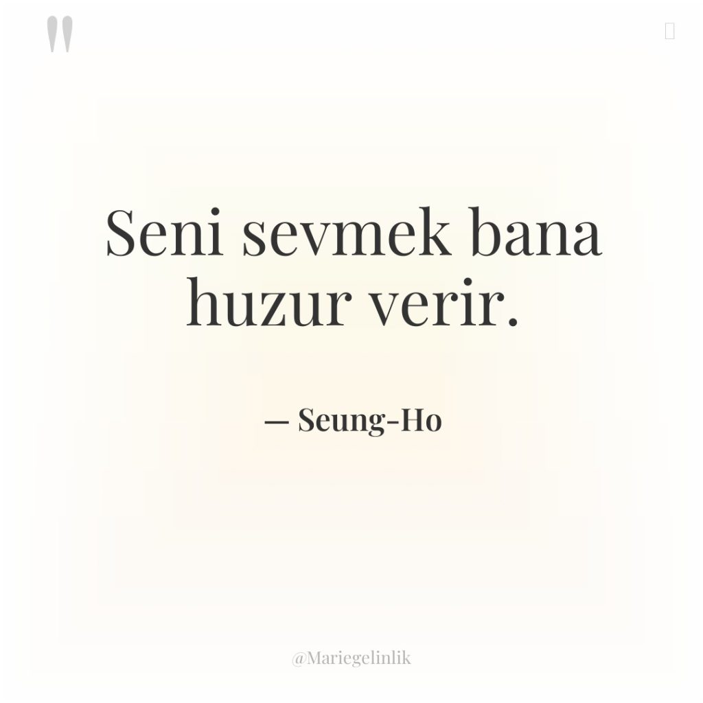 Seni sevmek bana huzur verir.