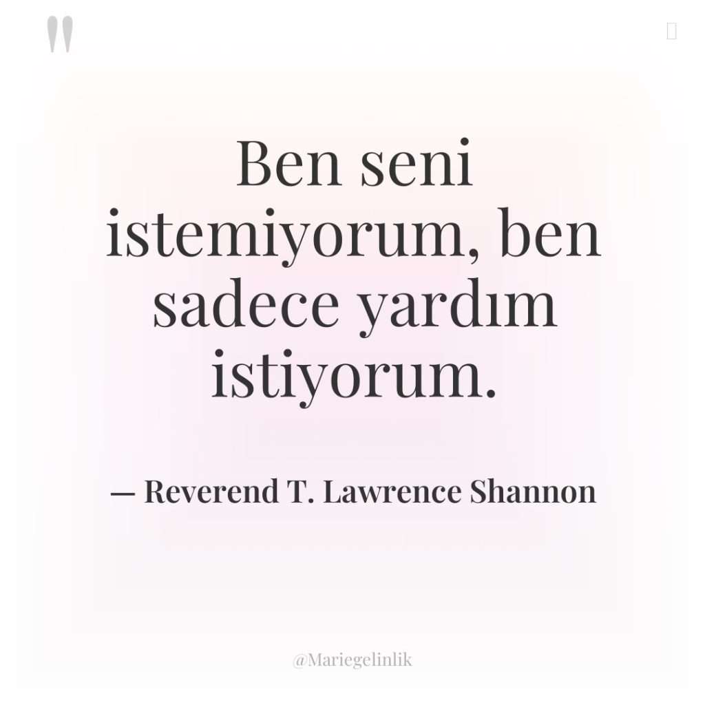 Ben seni istemiyorum, ben sadece yardım istiyorum.