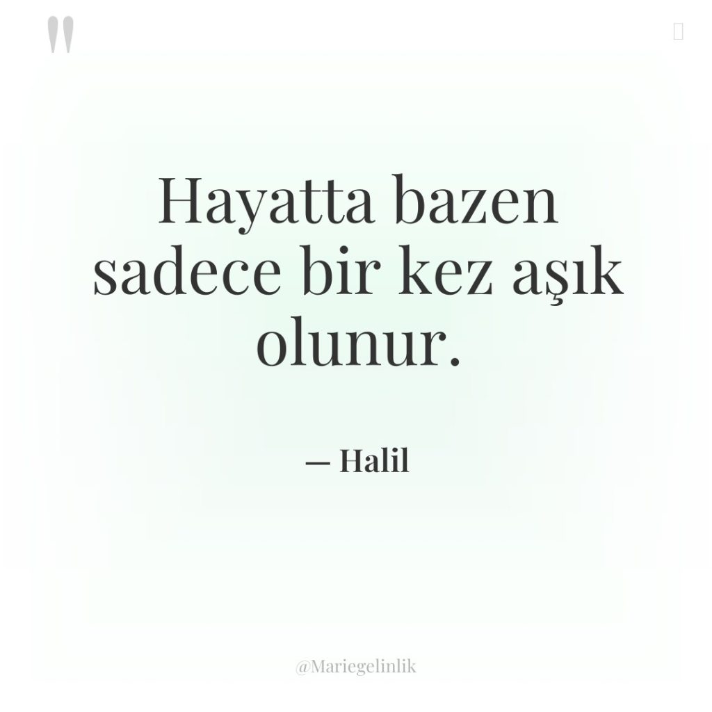 Hayatta bazen sadece bir kez aşık olunur.